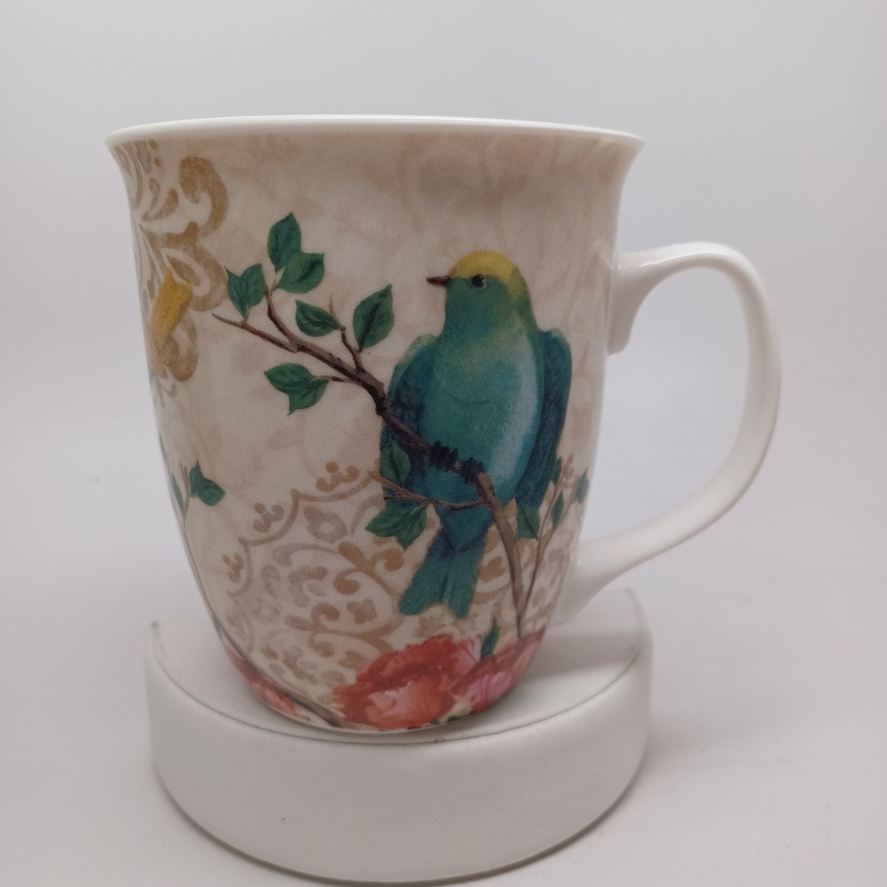 Burton + Burton Paul Brent Bird Floral Ceramic Coffee Mug Microwave Dishwasher - Picture 2 of 8